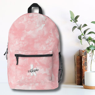 Erstmalige Monogramm-Girls Aquarellpinke Bedruckter Rucksack