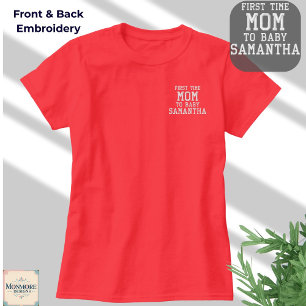 Erstmalige Mutter personalisiertes besticktes Shir T-Shirt