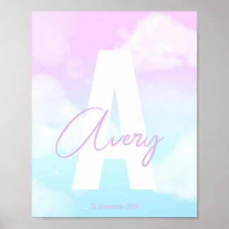Erstmalige, rosa Monogramm-Wand Poster