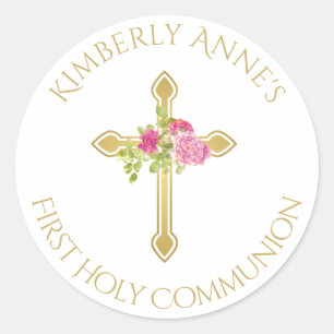 Erstmalige Rose-Rose-Mit Monogramm Runder Aufkleber