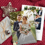 Erstmalige Weihnachtshochzeit für Jungvermählte mi Feiertagskarte<br><div class="desc">Modernes Chic Kalligraphie Drehbuch First Christmas Together als Mr. und Mrs. new lyweds Urlaubskarte mit Textüberlagerung,  6 Fotos,  Sondertexten und einem kleinen Botanischen Blumenstrauß in der Weihnachtszeit.</div>