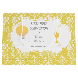 Erstmaliger Blonde Boy Gold Damask Große Geschenktüte