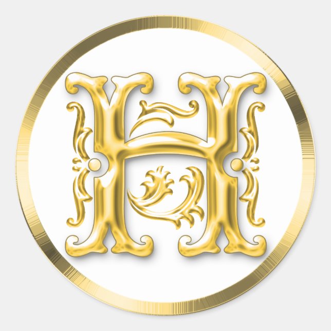 Erstmaliger H-Round-Aufkleber in Gold Runder Aufkleber (Vorderseite)