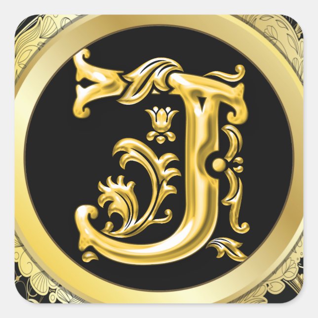 Erstmaliger J-Square-Aufkleber in Gold Quadratischer Aufkleber (Vorderseite)