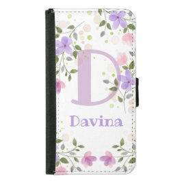 Erstmaliger Name Davina mit Blume Geldbeutel Hülle Für Das Samsung Galaxy S5