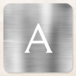 Erstmaliger Name des luxuriösen Silver Brushed Met Rechteckiger Pappuntersetzer<br><div class="desc">Luxuriöse Silber Foil gebürstete Metal Monogram Name und Initial Untersetzer. Das ist das ideale Geschenk für jemanden,  der nach einem modernen Monogramm-Untersetzer für ein Party oder eine Feier sucht.</div>