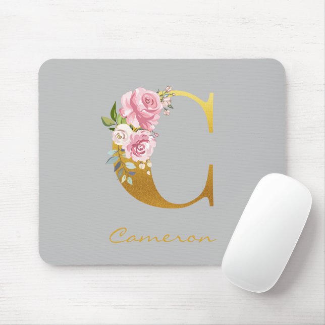 Erstmaliger Name des Monogramms Floral Monogram, P Mousepad (Mit Mouse)