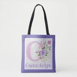 Erstmaliger Name Gwendolyn mit Blume Tasche