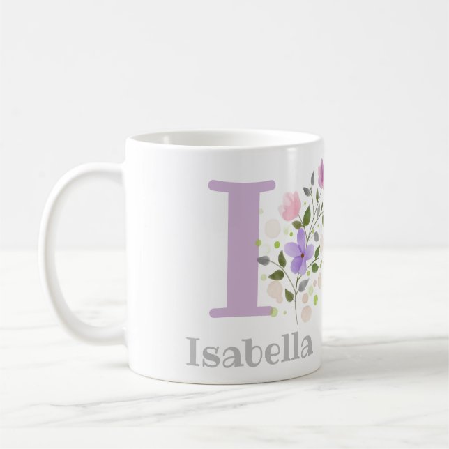Erstmaliger Name Isabella mit Blume Kaffeetasse (Links)
