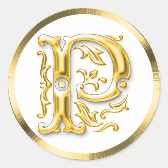 Erstmaliger P-Rundaufkleber in Gold Runder Aufkleber (Vorderseite)