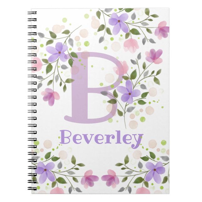 Erstmaliger Plus Name Beverley mit Blume Notizblock (Vorderseite)