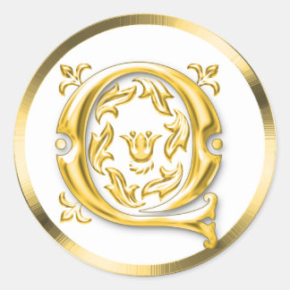 Erstmaliger Q-Round-Aufkleber in Gold Runder Aufkleber