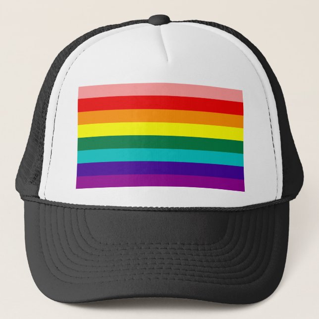 Erstmaliger Rainbow-Gay Pride-Flag Truckerkappe (Vorderseite)