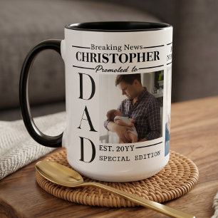 Erstmaliger Vater-Zeitungsfoto-Collage-Andenken Tasse