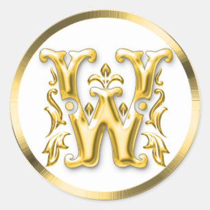 Erstmaliger W-Rundaufkleber in Gold Runder Aufkleber