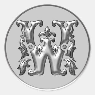 Erstmaliger W Rundaufkleber in Silber Runder Aufkleber