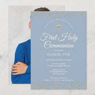 Erstmaliges Dusty Blue Gold Dust Foto Save The Date