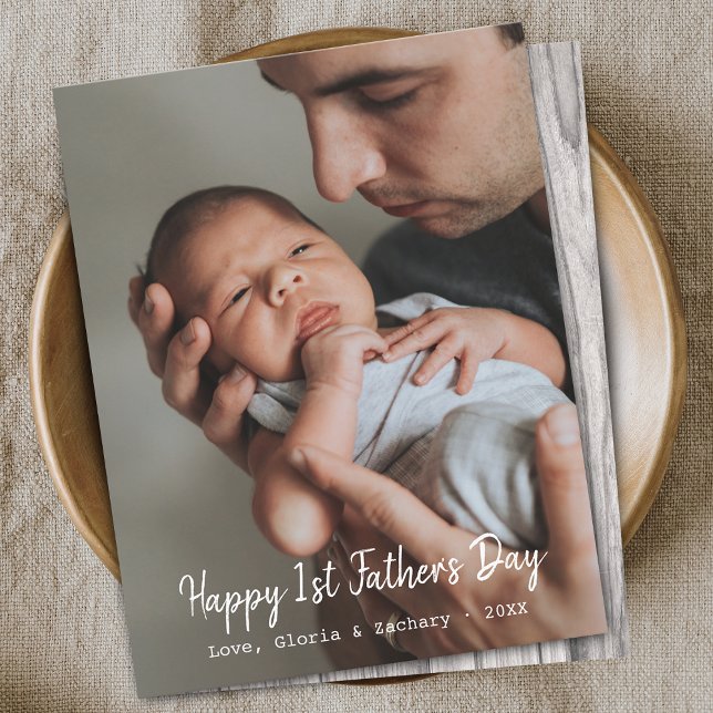 Erstmaliges Foto des Vaters Feiertagskarte (First Time Father's Day Photo Flat Holiday Card)