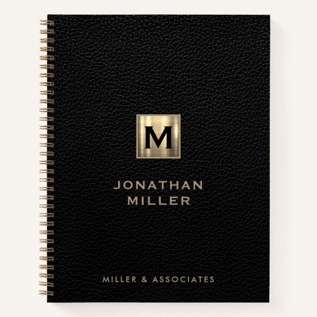 Erstmaliges Logo aus Black Leather Gold Notizbuch (Vorderseite)