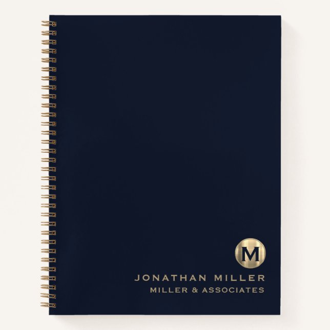 Erstmaliges Logo von Luxury Gold Blue Notizbuch (Vorderseite)