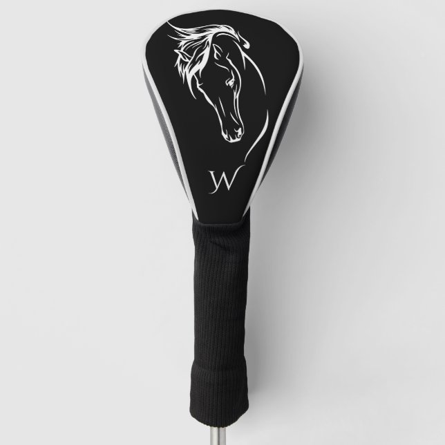 Erstmaliges Monogramm des modernen Schwarz-Weiß-Pf Golf Headcover (Vorderseite)