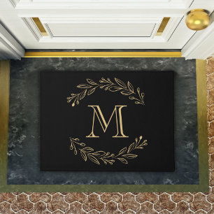 Erstmaliges Monogramm für die Black Gold Wreath Fa Fußmatte