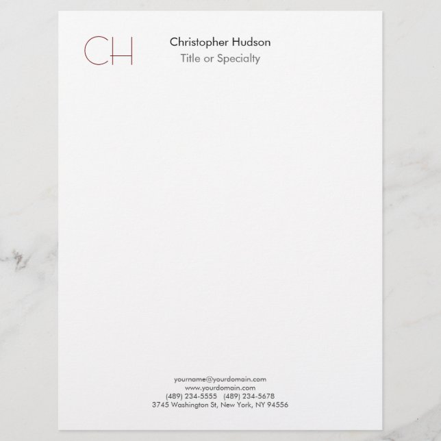 Erstmaliges Monogramm Modernes, Minimalistisches S Briefbogen (Vorderseite)