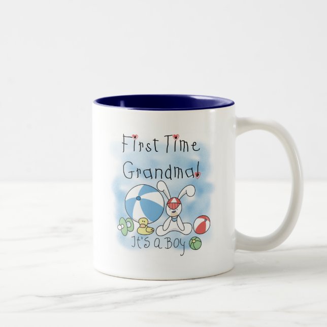 Erstmals Oma von Boy Tshirts und Geschenken Zweifarbige Tasse (Rechts)