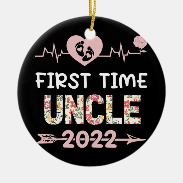 Erstmals Onkel 2022 Neuer Papa geworben Keramik Ornament (Vorne)