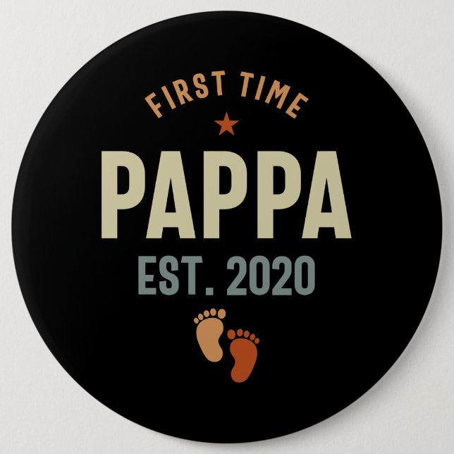Erstmals Pappa Est 2020 Daddy-Geschenk Button (Vorderseite)