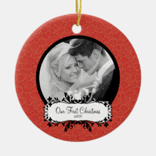 Erstmals Weihnachts-Foto Ornament Rot & Gold