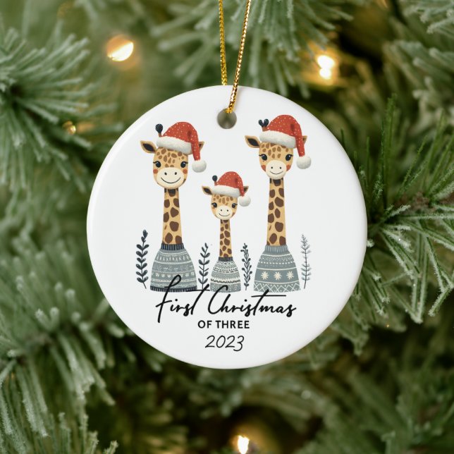 Erstweihnachtsfeier für drei Giraffen Keramik Ornament (Baum)