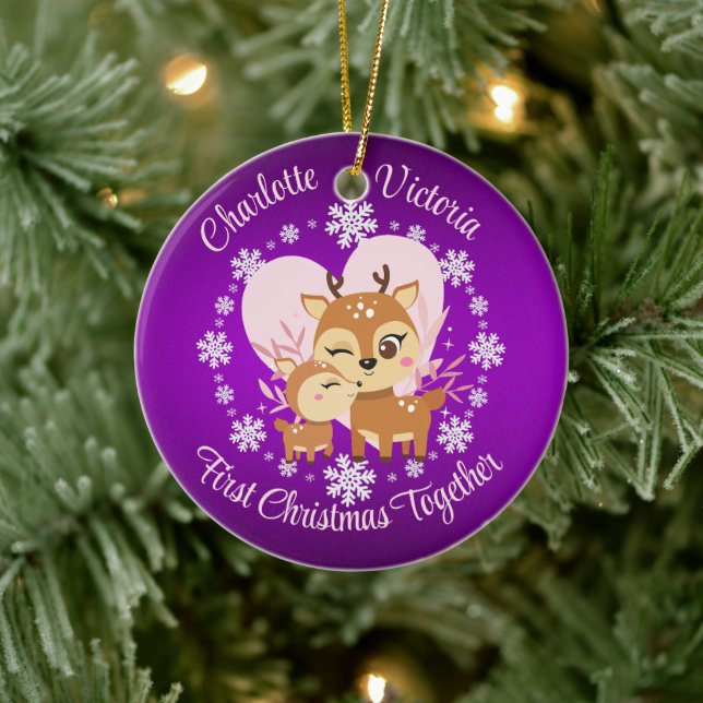 Erstweihnachtsfest mit Mama und Töchter Keramik Ornament (Baum)