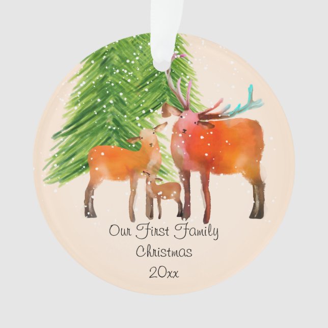 Erstweihnachtskunst der Hirschfamilie - kunstvolle Ornament (Vorderseite)