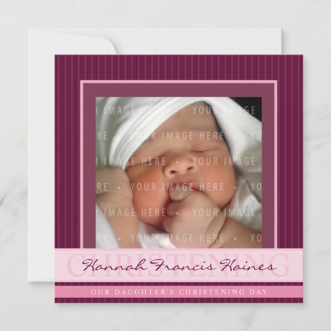 ERSUCHT FOTO CHRISTENING, Eleganz 3SQ Einladung (Vorderseite)
