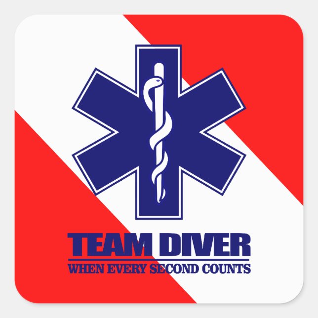 ERT Team Diver Quadratischer Aufkleber (Vorderseite)