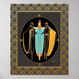 ERTE Art Deco Three Ladys Poster