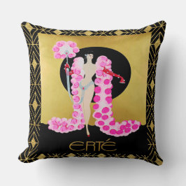 Erte Lady mit rosa Boa Kissen. Kissen