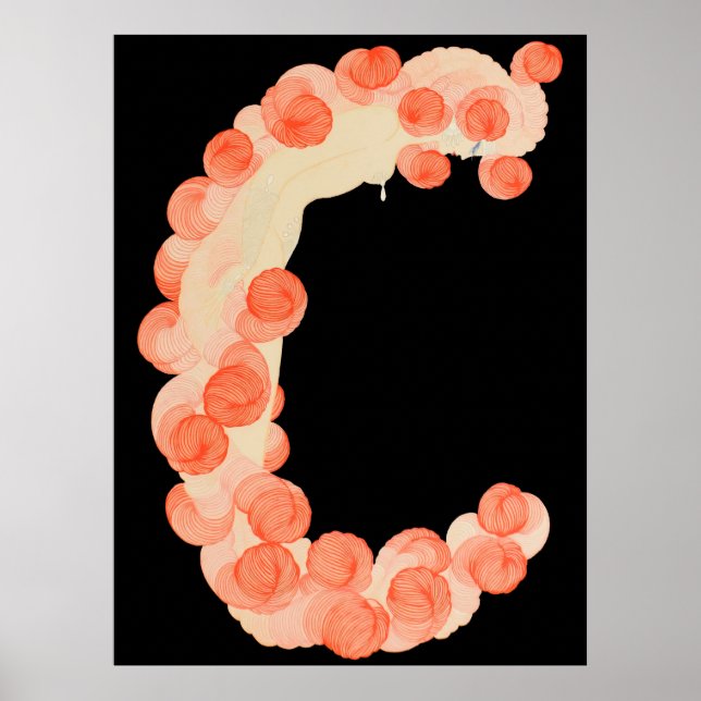 Erté - The Letter C von der Alphabet Suite, 1976 Poster (Vorne)