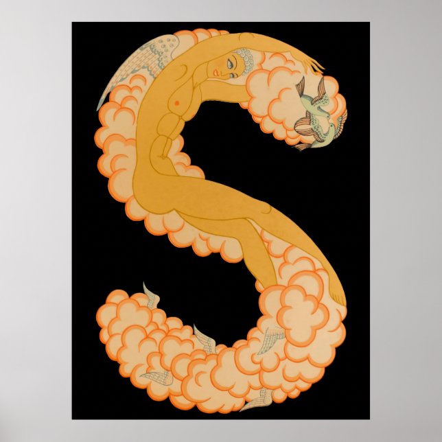 Erté - The Letter S von der Alphabet Suite, 1976 Poster (Vorne)