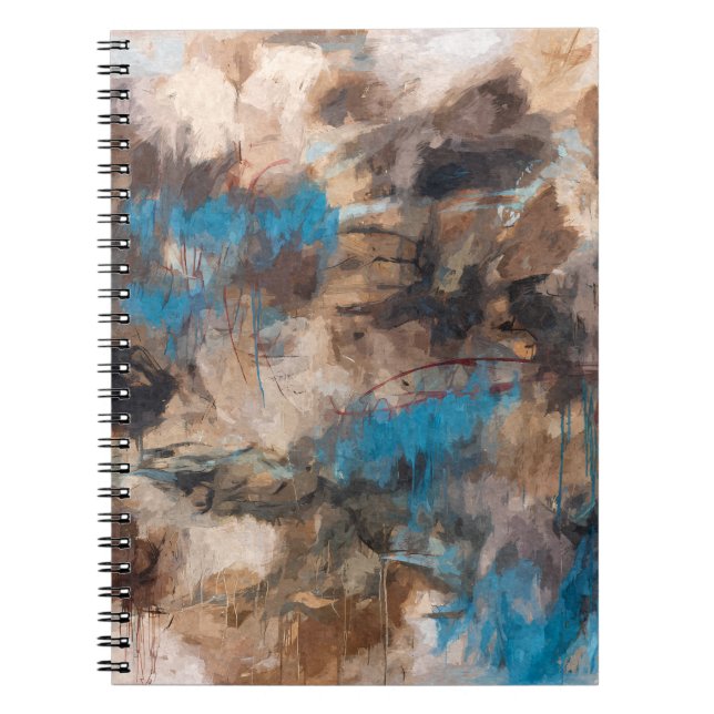 Erthy Blue Brown Neutral Abstrakt Flow Notizblock (Vorderseite)