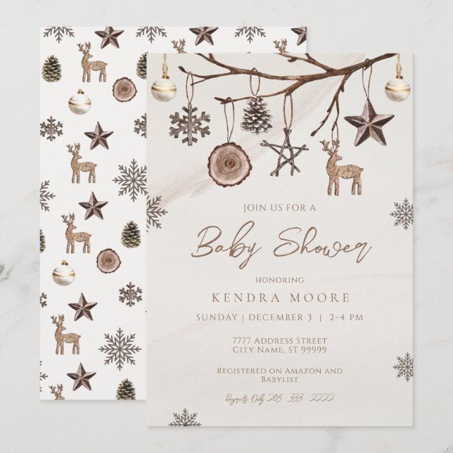 Erthy Christmas Baby Shower Einladung (Vorne/Hinten)