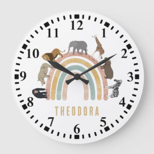 Erthy Colors Watercolor Rainbow Jungle Animes Große Wanduhr