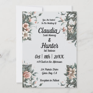 Erthy Floral Vine Wedding Einladung