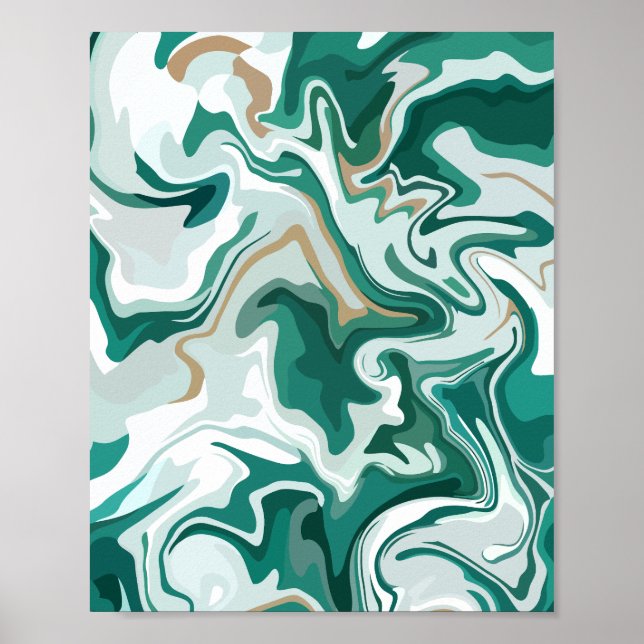 Erthy Green Abstrakt Swirl Poster (Vorne)