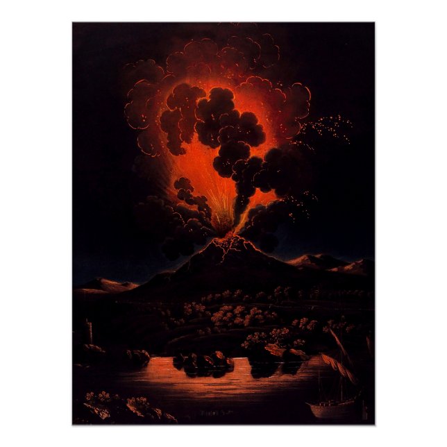 Eruption of Mount Etna at night (F Weber) Poster (Vorderseite)