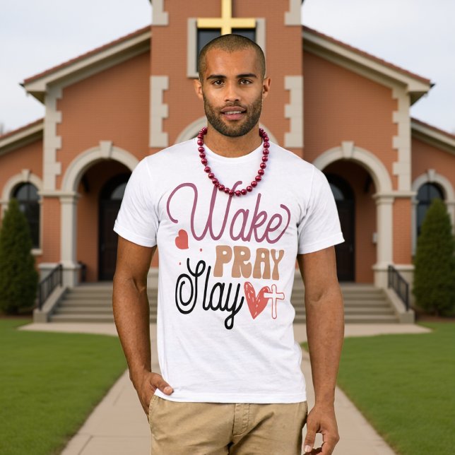 Erwache, bete, siege Christliches Motivations-T-Sh T-Shirt (Von Creator hochgeladen)