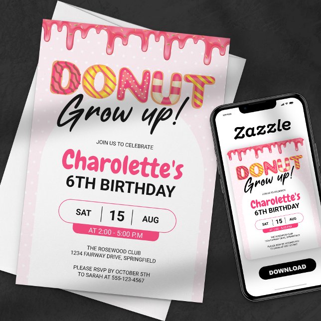 Erwachsen Sie nicht! Pink Girl Birthday Einladung (Von Creator hochgeladen)