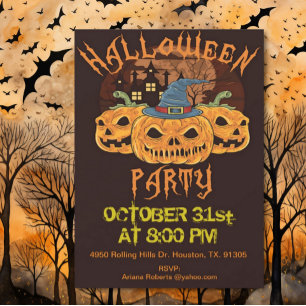 Erwachsene drei böse Pumpkin Faces Halloween-Party Einladung