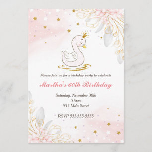 Erwachsene Einladung zum Geburtstag Blumenschwan R